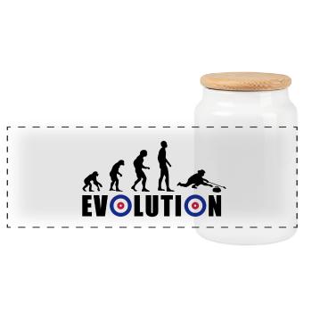 EVOLUTION CURLING Curling Gift Winter - Panoramic Cookie Jar with Wooden Lid - white - Front