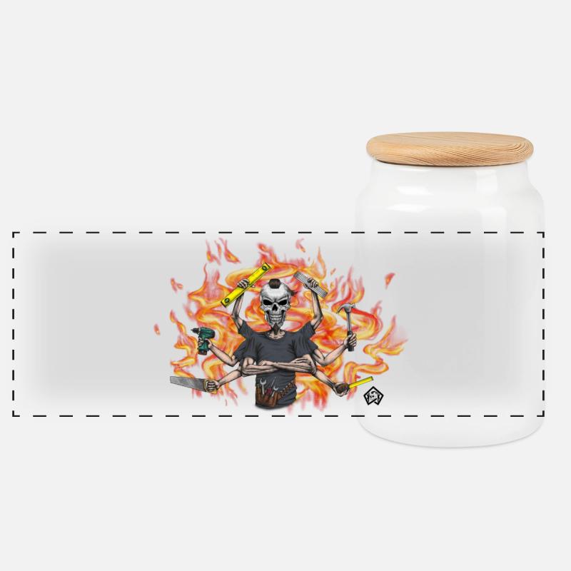 Polyvalent, polyvalent, gardien, artisan - Boîte à biscuits avec couvercle en bois - blanc