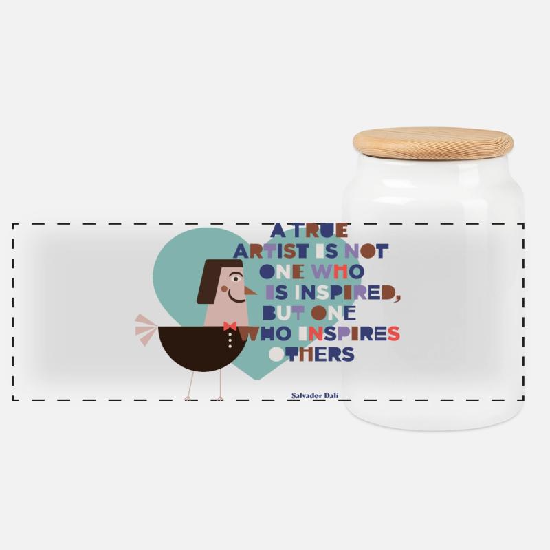 Vogel der Inspiration Kunstmotiv - Panorama Keksdose mit Holzdeckel - Weiß