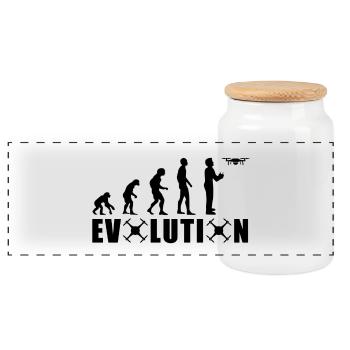 EVOLUTION DRONE Gift Ground Pilot Flying - Panoramic Cookie Jar with Wooden Lid - white - Front