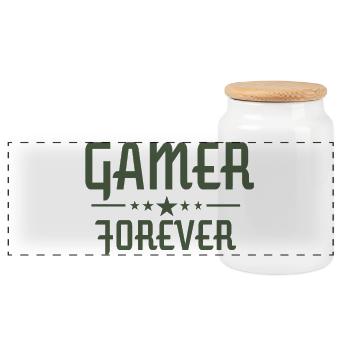 Gamer Forever New Level Update Design - Panorama Keksdose mit Holzdeckel - Weiß - Vorne
