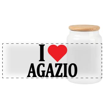 T-Shirt Ich liebe Agazio T-Shirt Geschenkidee - Panorama Keksdose mit Holzdeckel - Weiß - Vorne