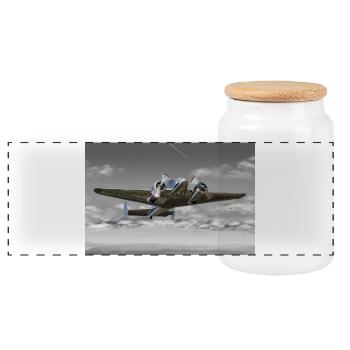 Beechcraft 18 - Panorama Keksdose mit Holzdeckel - Weiß - Vorne