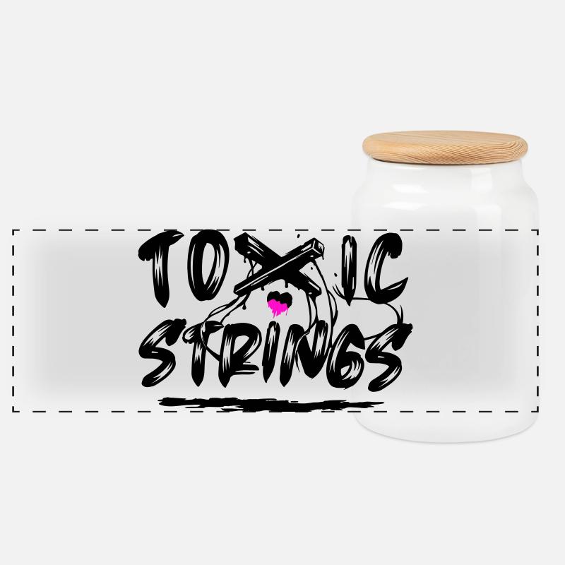 Toxic Strings 2 Farben - Panorama Keksdose mit Holzdeckel - Weiß