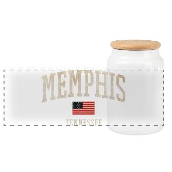 Memphis Tennessee Vintage Flag - Panorama Keksdose mit Holzdeckel - Weiß - Vorne