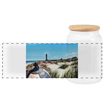 Phare de Beach Buoy - Boîte à biscuits avec couvercle en bois - blanc - Devant