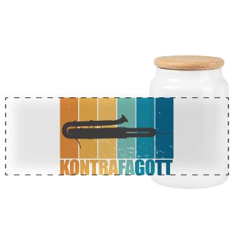 Kontrafagott Vintage Retro Instrument Geschenk - Panorama Keksdose mit Holzdeckel - Weiß - Vorne