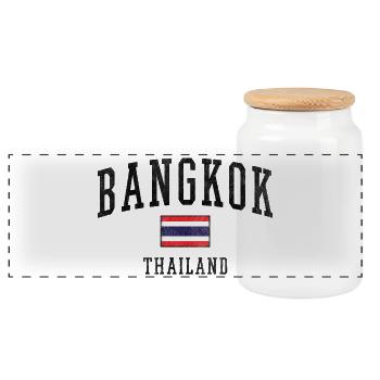 Bande minimale du drapeau thaïlandais - Boîte à biscuits avec couvercle en bois - blanc - Devant