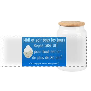 Repas gratuit - Boîte à biscuits avec couvercle en bois - blanc - Devant
