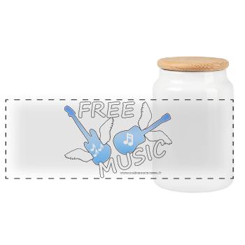 Free Music - Panoramic Cookie Jar with Wooden Lid - white - Front