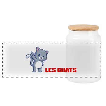Chats Serviteurs et Chiens Maîtres - Boîte à biscuits avec couvercle en bois - blanc - Devant