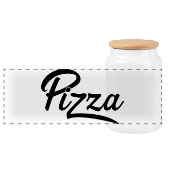 Pizza - Panorama Keksdose mit Holzdeckel - Weiß - Vorne