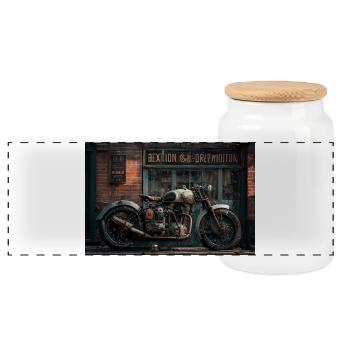 Vieux vélo [3] - Boîte à biscuits avec couvercle en bois - blanc - Devant