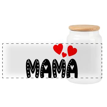SCHRIFTZUG MAMA - MUTTERTAG GESCHENKIDEEN - Panorama Keksdose mit Holzdeckel - Weiß - Vorne