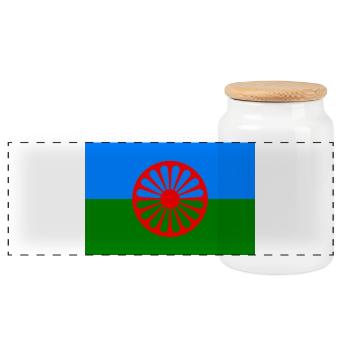 Romani Flag - Panoramic Cookie Jar with Wooden Lid - white - Front