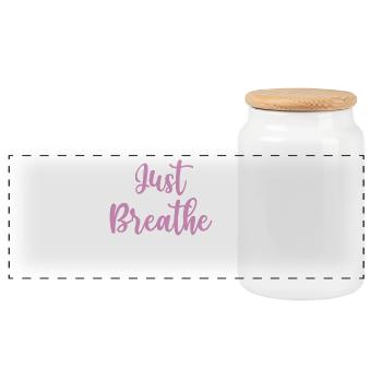 Yoga Gift Idea - Namaste - Panoramic Cookie Jar with Wooden Lid - white - Front