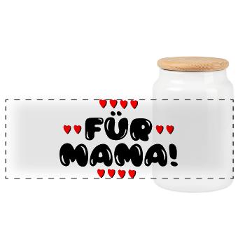 Für Mama - Muttertag - Geburtstag MAMI Geschenk - Panorama Keksdose mit Holzdeckel - Weiß - Vorne