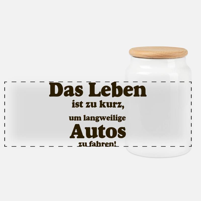Auto Tuning Schrauber Kult Shirt, Auto Leben(25) - Panorama Keksdose mit Holzdeckel - Weiß