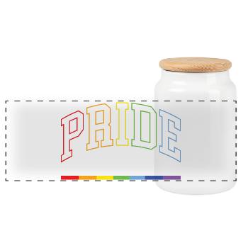 LGBTQ+ Pride. Love is Love - Panoramic Cookie Jar with Wooden Lid - white - Front