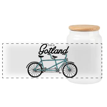 Das ist Gotland - Tandem Bike - Panorama Keksdose mit Holzdeckel - Weiß - Vorne