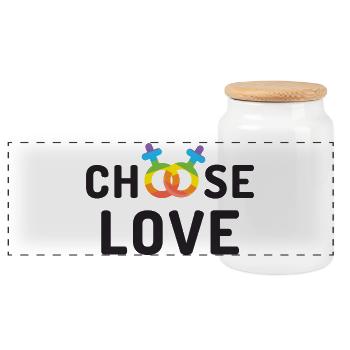 Mois de la fierté LGBT - Amour - Boîte à biscuits avec couvercle en bois - blanc - Devant