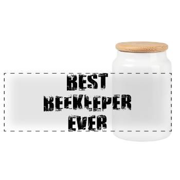 Best beekeeper of all time - Panoramic Cookie Jar with Wooden Lid - white - Front