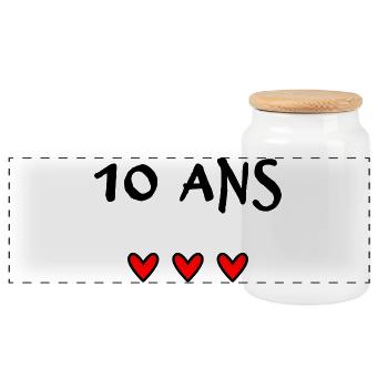 10. 10 ANS. 10e ANNIVERSAIRE. ANNIVERSAIRE 10 ANS. - Boîte à biscuits avec couvercle en bois - blanc - Devant