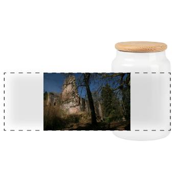 Mystische Burg Waldeck (Nordschwarzwald) - Panorama Keksdose mit Holzdeckel - Weiß - Vorne