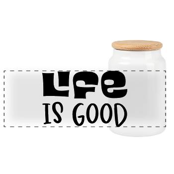 Funny sayings - Panoramic Cookie Jar with Wooden Lid - white - Front