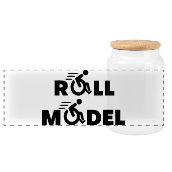 Jeder Rollstuhlfahrer ist ein Rollenmodell * - Panorama Keksdose mit Holzdeckel - Weiß - Vorne