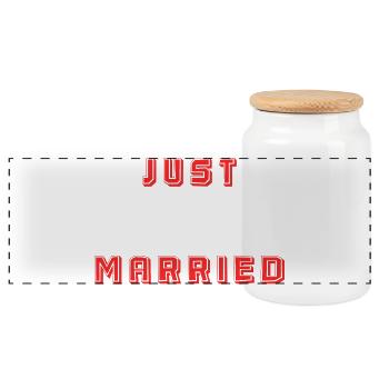 COUPLE. JUST MARRIED. EVJF. SAINT VALENTIN. MARIES - Boîte à biscuits avec couvercle en bois - blanc - Devant