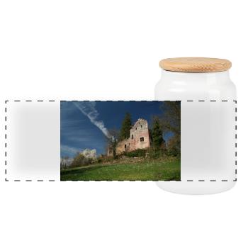 Ruines du château de Zavelstein - Boîte à biscuits avec couvercle en bois - blanc - Devant