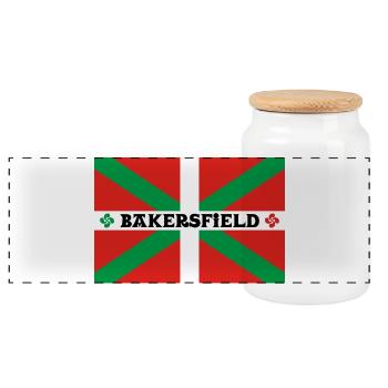 Bakersfield ikurriña. Basque community. California - Panoramic Cookie Jar with Wooden Lid - white - Front