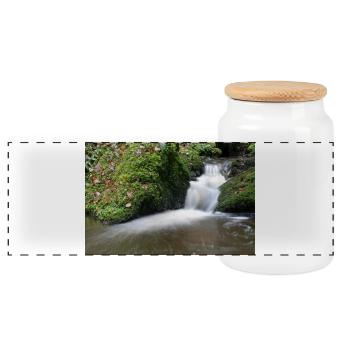FOREST BROOK - Panoramic Cookie Jar with Wooden Lid - white - Front