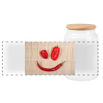 SPICY Smiley - Panorama Keksdose mit Holzdeckel - Weiß - Vorne
