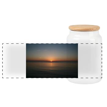 MEDITERRANEAN SEA SUNRISE - Panoramic Cookie Jar with Wooden Lid - white - Front