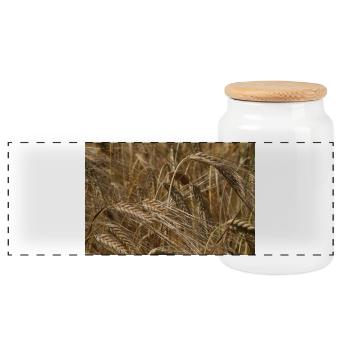 Golden Wheat Field - Panoramic Cookie Jar with Wooden Lid - white - Front