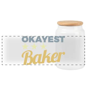 Durchschnittlicher Bäcker - Panorama Keksdose mit Holzdeckel - Weiß - Vorne