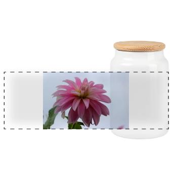 Dahlia rose rose fleur, fleur - Boîte à biscuits avec couvercle en bois - blanc - Devant