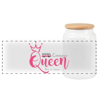 Reine du camping-car - Boîte à biscuits avec couvercle en bois - blanc - Devant