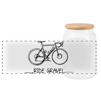 Vélo de gravier minimaliste Line Art - Boîte à biscuits avec couvercle en bois - blanc - Devant