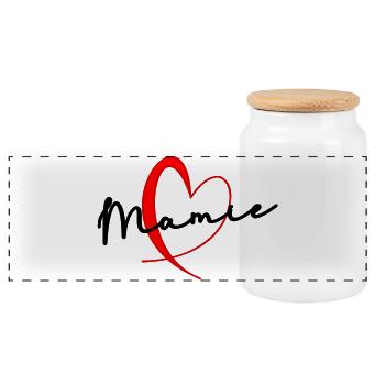 GRANNY. MOTHER'S DAY. HAPPY BIRTHDAY GRANDMA. I LOVE YOU - Panoramic Cookie Jar with Wooden Lid - white - Front