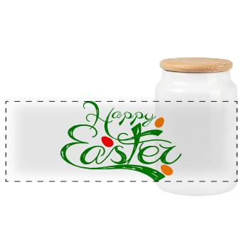 Happy Easter Osterfest - Panorama Keksdose mit Holzdeckel - Weiß - Vorne