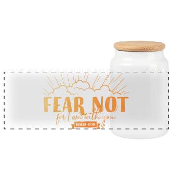 Fear not for I am with you - Panorama Keksdose mit Holzdeckel - Weiß - Vorne