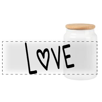 WEDDING. HEART. COUPLE. JUST MARRIED. Bachelorette party. LOVE - Panoramic Cookie Jar with Wooden Lid - white - Front