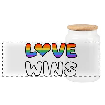 L’amour gagne : Rainbow Love Design - Boîte à biscuits avec couvercle en bois - blanc - Devant