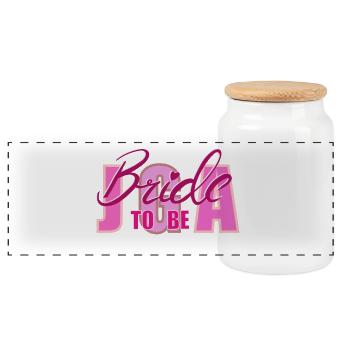 Bride to Be Highlighted Typography - Panoramic Cookie Jar with Wooden Lid - white - Front