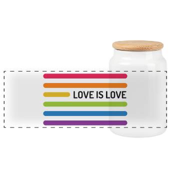 LGBT Pride Month - Love is Love - Panoramic Cookie Jar with Wooden Lid - white - Front