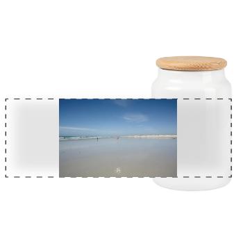 Beach - Boîte à biscuits avec couvercle en bois - blanc - Devant