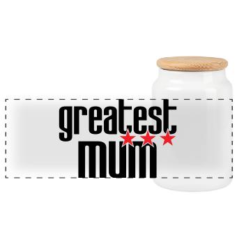 Best Mom - Mother's Day - Panoramic Cookie Jar with Wooden Lid - white - Front
